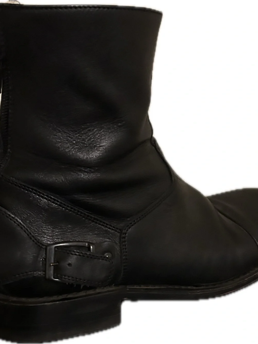 Marbolo Classics Men's Black Leather Engineer Boots with Back Zipper